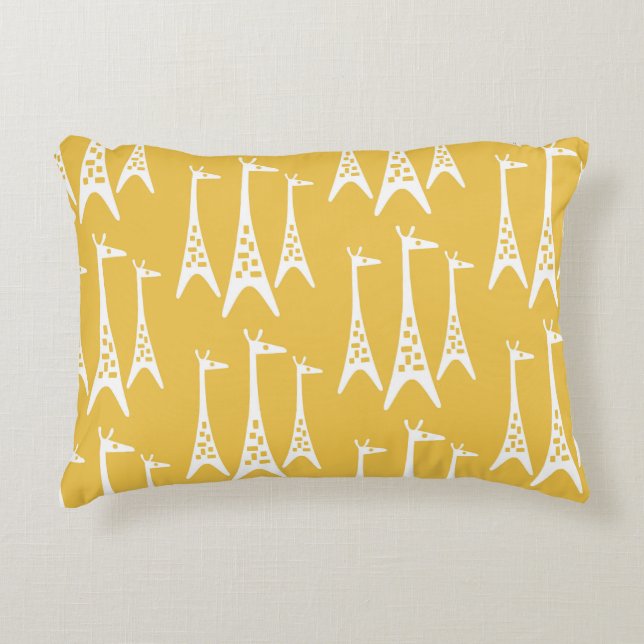 Mid Century Modern Giraffe Pattern Accent Pillow (Front)