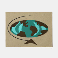 Mid Century Modern Globe Art Door Mat