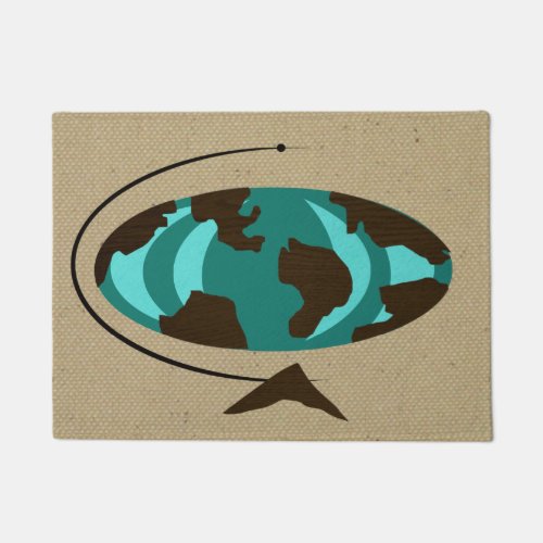 Mid Century Modern Globe Art Door Mat