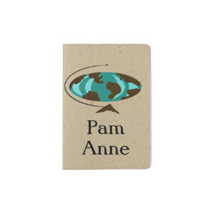 Mid Century Modern Globe Art Passport Holder