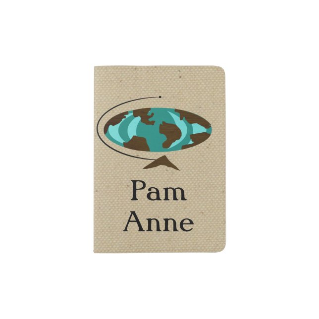 Mid Century Modern Globe Art Passport Holder (Front)