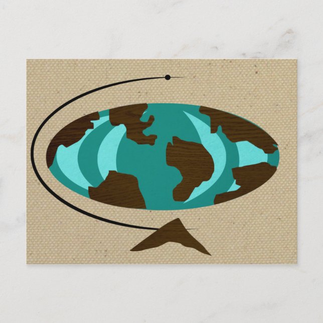 Mid Century Modern Globe Art Postcard (Front)