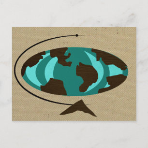 Mid Century Modern Globe Art Postcard