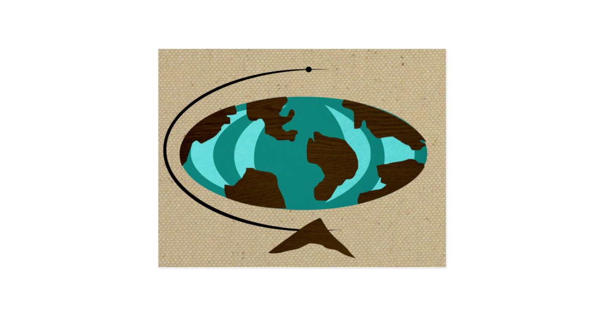 Mid Century Modern Globe Art Postcard