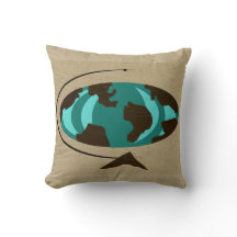 Mid Century Modern Globe Art Throw Pillow