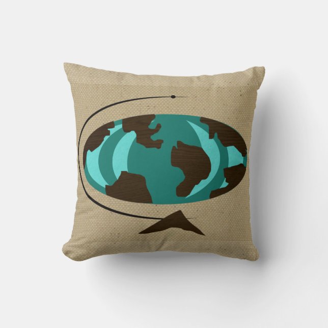 Mid Century Modern Globe Art Throw Pillow (Front)