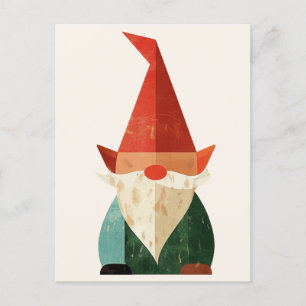 Mid Century Modern Gnome Minimalist Christmas Postcard