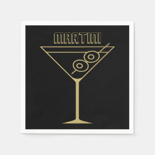 Mid Century Modern Gold 2 Olive Martini Napkins