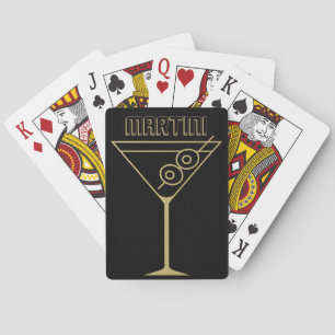 Mid Century Modern Gold 2 Olive Martini Poker Cards