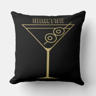 Mid Century Modern Gold 2 Olive Martini Throw Pillow