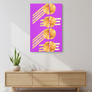 Mid-Century Modern Gold Geometric Abstract Orchid Canvas Print