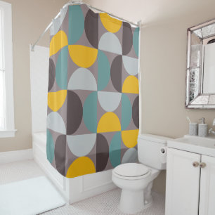 Mid-Century Modern Gold Moon Horizon  Shower Curtain