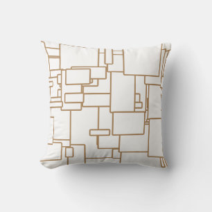 Mid-Century Modern Gold Retro Pattern Throw Pillow