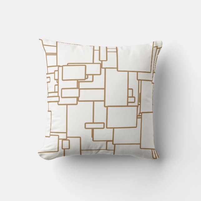 Mid-Century Modern Gold Retro Pattern Throw Pillow (Front)