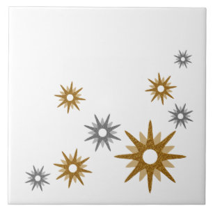 Mid-Century Modern Gold & Silver Ceramic Tile