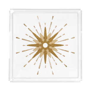 Mid-Century Modern Gold Starburst Acrylic Tray