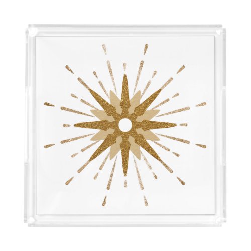 Mid_Century Modern Gold Starburst Acrylic Tray