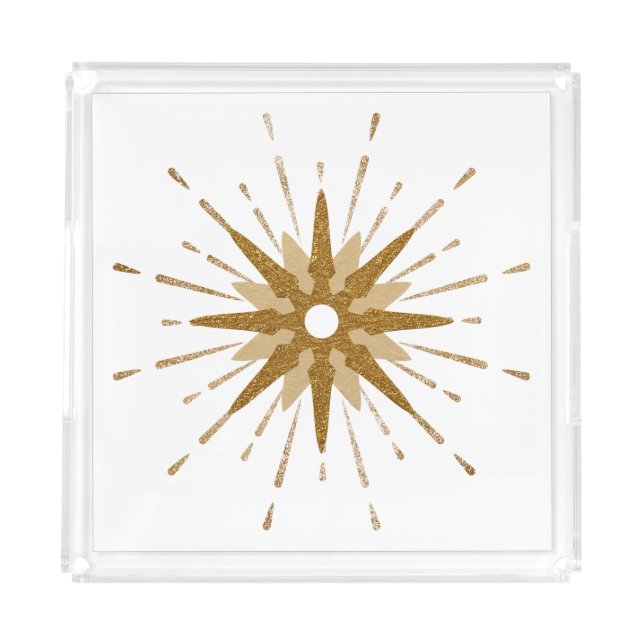 Mid-Century Modern Gold Starburst Acrylic Tray (Front)