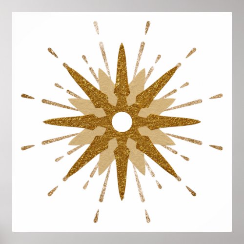 Mid_Century Modern Gold Starburst Art Poster