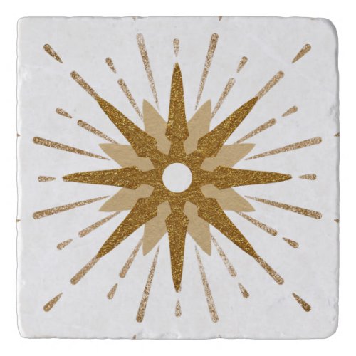 Mid_Century Modern Gold Starburst Marble Trivet