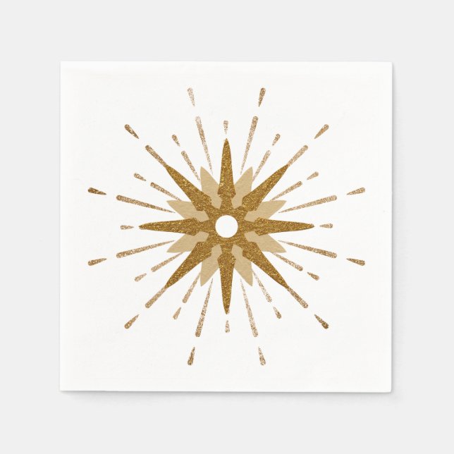 Mid-Century Modern Gold Starburst Napkins (Front)