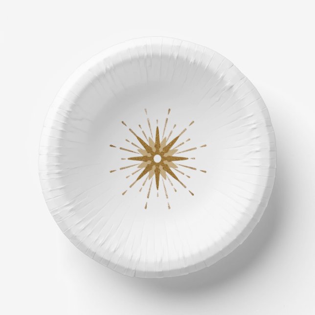 Mid-Century Modern Gold Starburst Paper Bowls (Front)