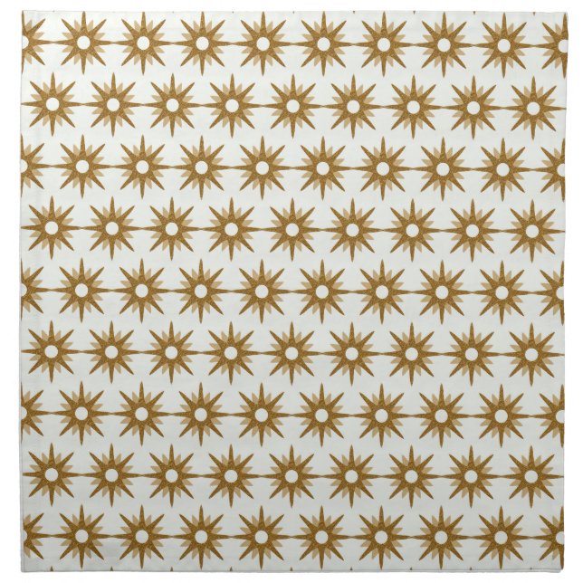 Mid-Century Modern Gold Starburst Pattern Cloth Napkin (Front)