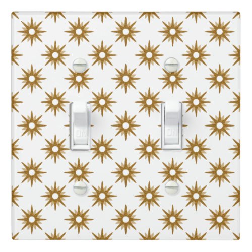 Mid_Century Modern Gold Starburst Pattern Double Light Switch Cover