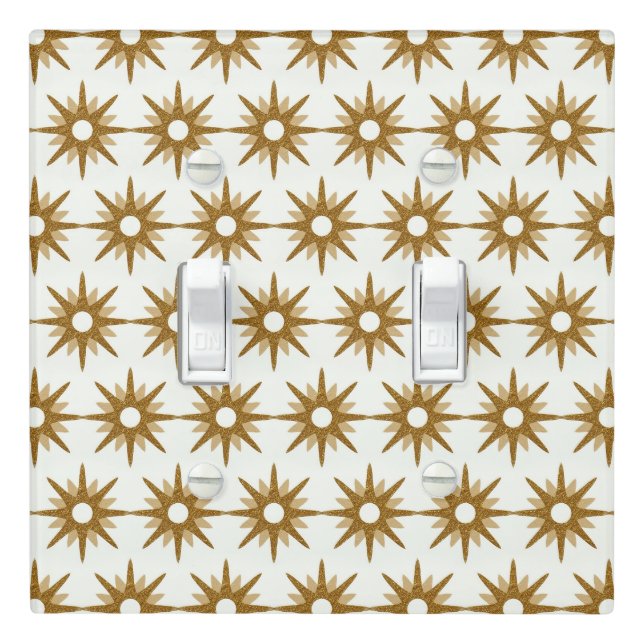 Mid-Century Modern Gold Starburst Pattern Light Switch Cover (In Situ)