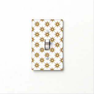 Mid-Century Modern Gold Starburst Pattern Single Light Switch Cover