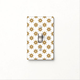 Mid-Century Modern Gold Starburst Pattern Single Light Switch Cover