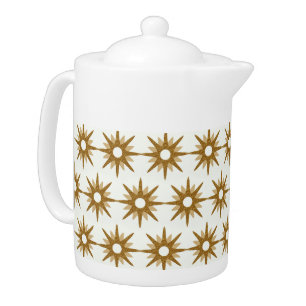 Mid-Century Modern Gold Starburst Pattern Teapot