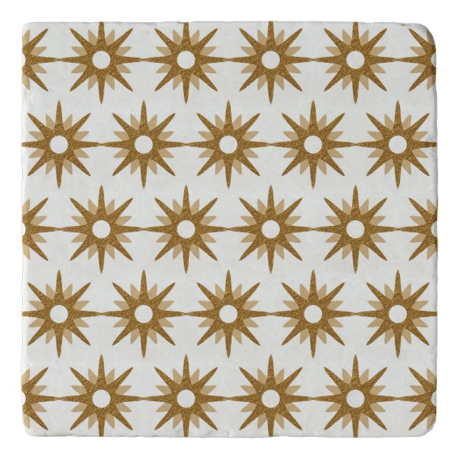 Mid-Century Modern Gold Starburst Pattern Trivet (Front)