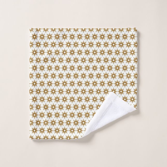 Mid-Century Modern Gold Starburst Pattern Wash Cloth (Wash Cloth)