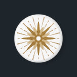 Mid-Century Modern Gold Starburst Round Magnet<br><div class="desc">Mid-century modern inspired design featuring vintage retro gold starburst serving as the focal point, complimented by modern starburst design elements. Simple, clean starburst design in a gold and white color palette. One design of a coordinating collection. Designed as a template, you can create your own custom design by using the...</div>