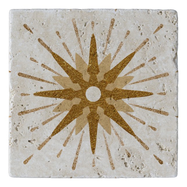 Mid-Century Modern Gold Starburst Trivet (Front)
