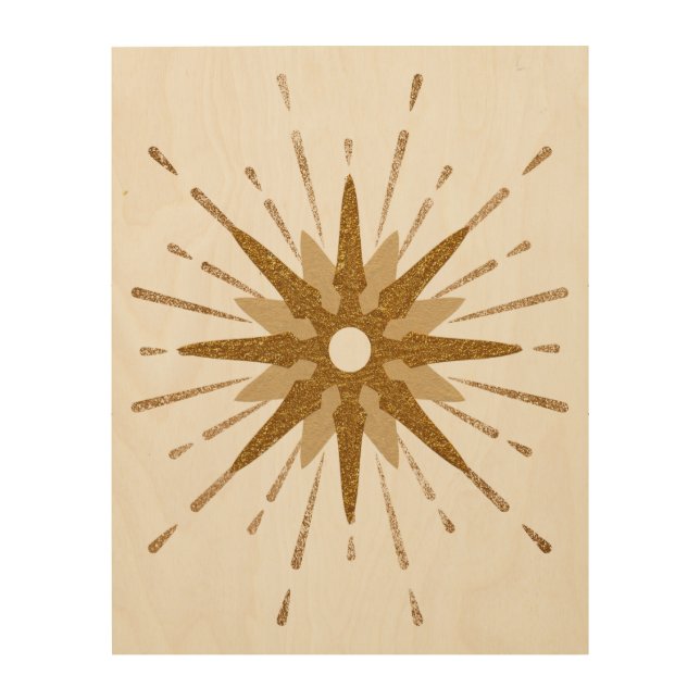 Mid-Century Modern Gold Starburst Wood Wall Art (Front)