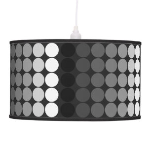 Mid-Century Modern Graphic Dot Circle Black White Hanging Lamp