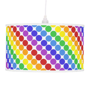 Mid-Century Modern Graphic Dot Circle - Rainbow Hanging Lamp