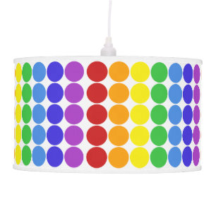 Mid-Century Modern Graphic Dot Circle - Rainbow Hanging Lamp