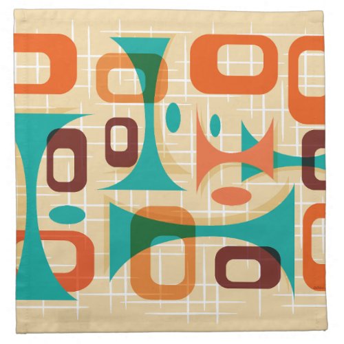 Mid Century Modern Graphic Googie Cloth Napkin Set