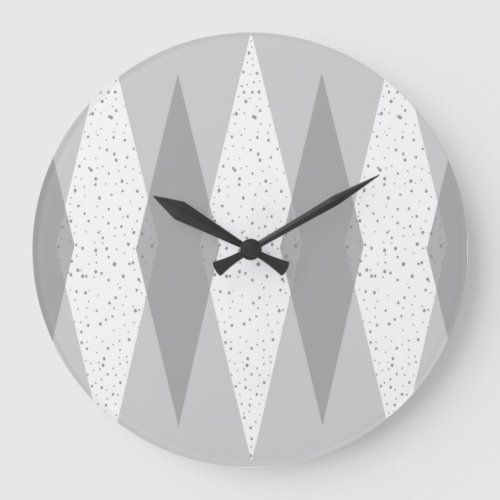 Mid Century Modern Gray Argyle Round Wall Clock