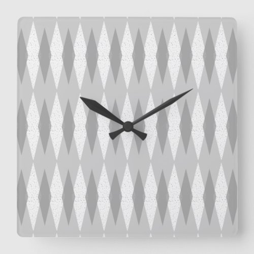 Mid Century Modern Gray Argyle Square Wall Clock