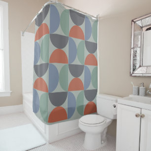 Mid-Century Modern Gray Blue Lemongrass and clay Shower Curtain