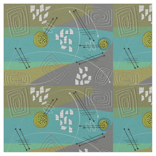 Mid-Century Modern Green Abstract ll Fabric