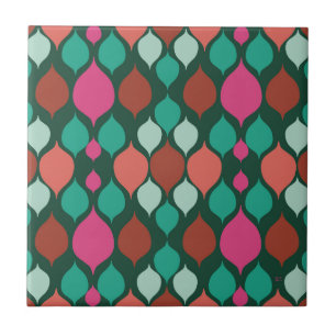 Mid Century Modern Green Geometric Ceramic Tile
