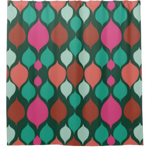 Mid Century Modern Green Geometric Shower Curtain