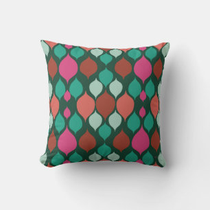 Mid Century Modern Green Geometric Throw Pillow