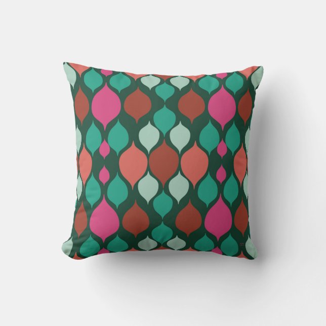 Mid Century Modern Green Geometric  Throw Pillow (Front)