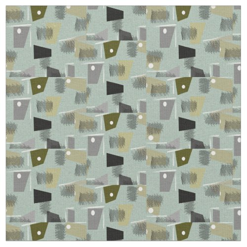 Mid-Century Modern Green Rectangles Fabric